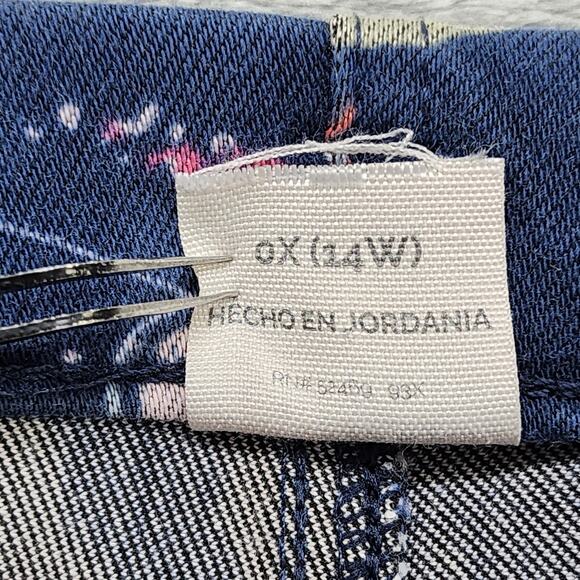 Terra & Sky Jeans Womens 0X (14W) Blue Floral Print High Rise Jegging Stretch - Picture 5 of 12